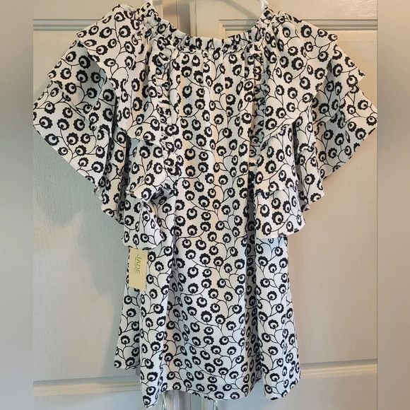 Jade Melody Tam Black White Butterfly Style Top Blouse - Picture 2 of 8